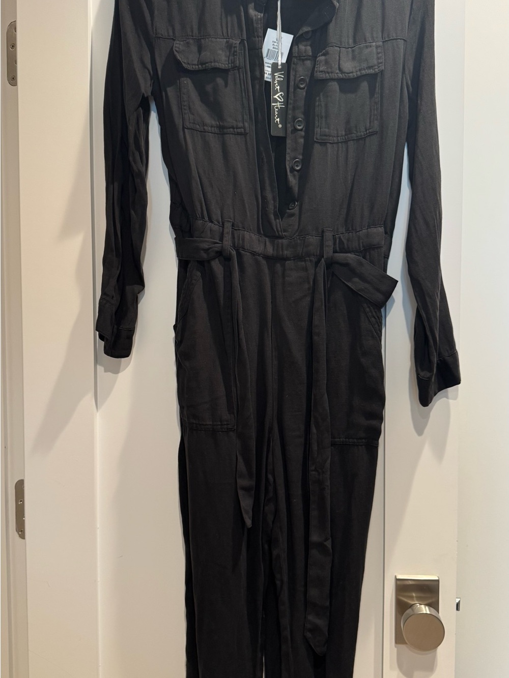Black Long-Sleeve womens One-Piece Jumpsuit
